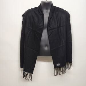 Men’s Black Dress Scarf Solid Soft Acrylic Winter Wrap 64" x 12" Made in Germany